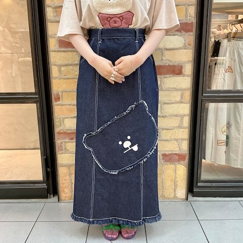 BIGクマワッペンデニムスカート