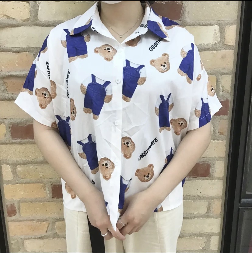 可愛いオーバーオールのクマの柄シャツ Hep Five ヘップファイブ 可愛いオーバーオールのクマの柄シャツ Hep Five ヘップファイブ