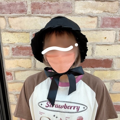 フリルリボン付きバケットハット