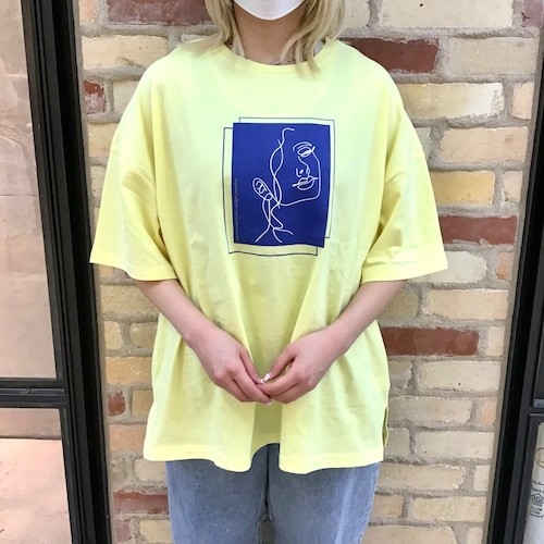 線画BOXプリントビッグTシャツ
