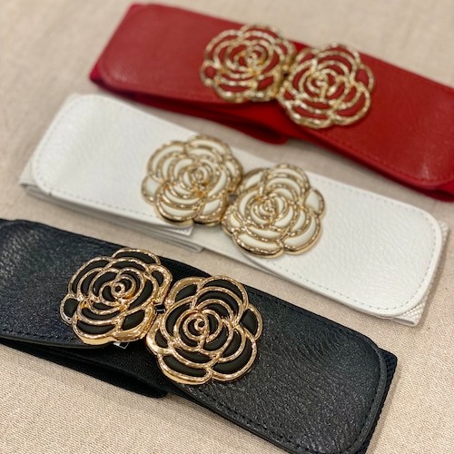 お花バックルゴムベルト
