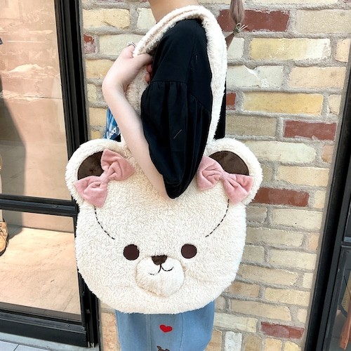 【HOME MADE × mekooo】くまちゃんの顔もこもこバッグ