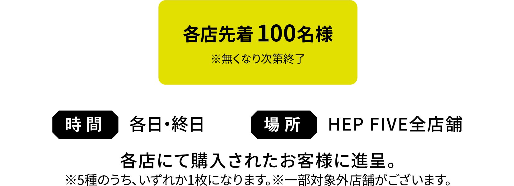 各日先着100名様