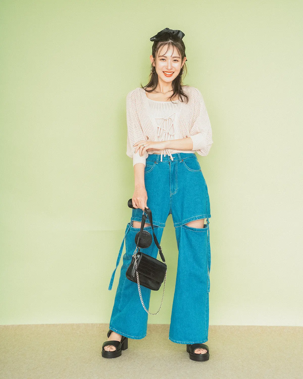PARK by one way　メッシュボレロアンサンブル　 セパレートデニムパンツ