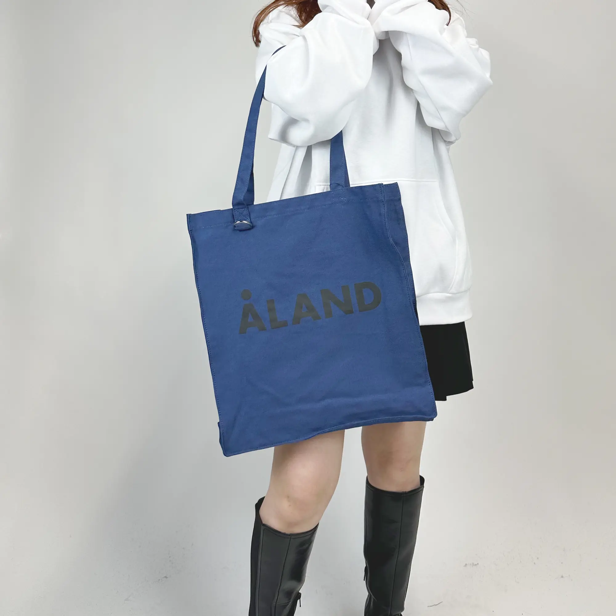 トートバッグ　ブルー　青コーデ　ALAND