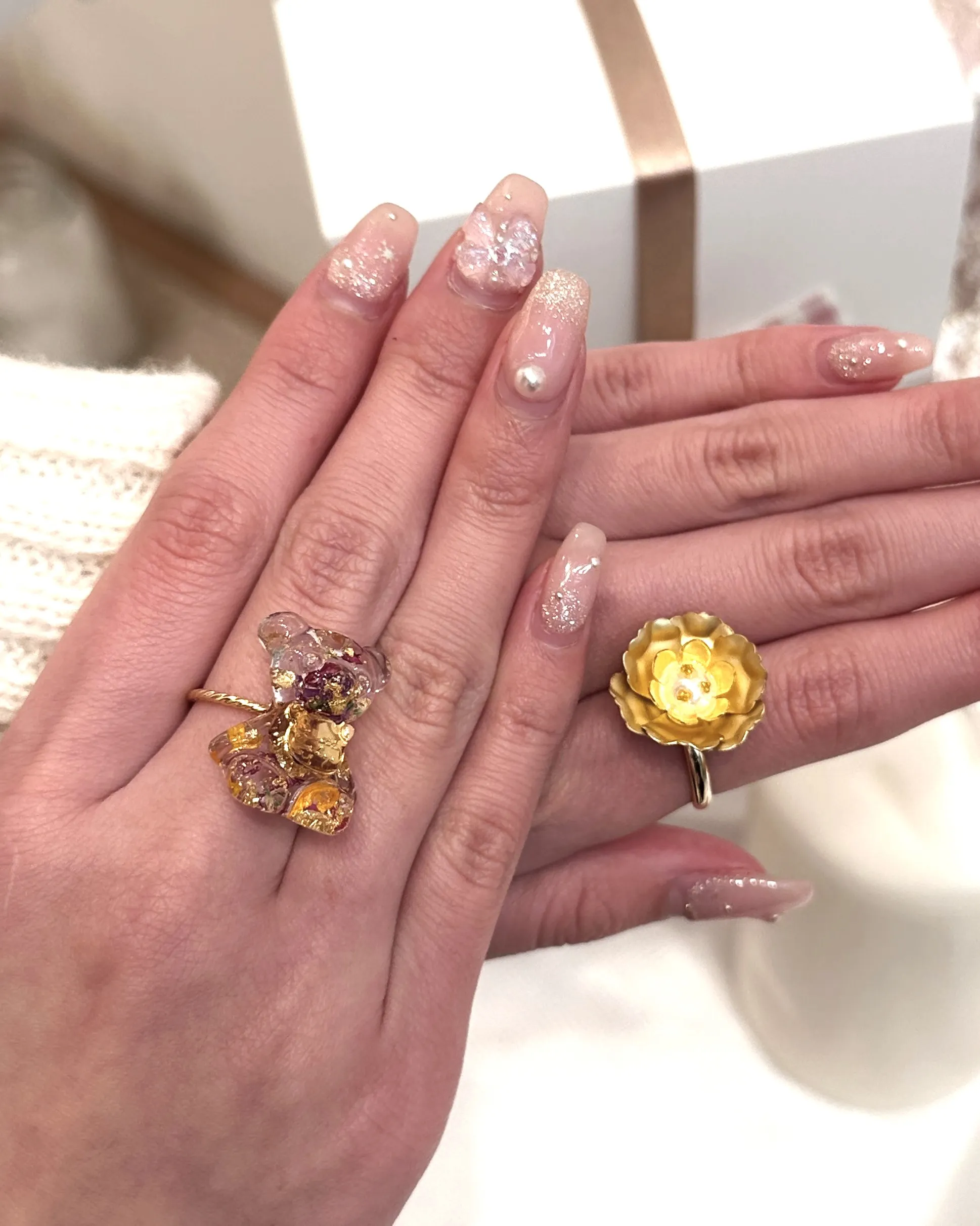 ウィッチミー　リング　　アクセサリー　　くま　お花