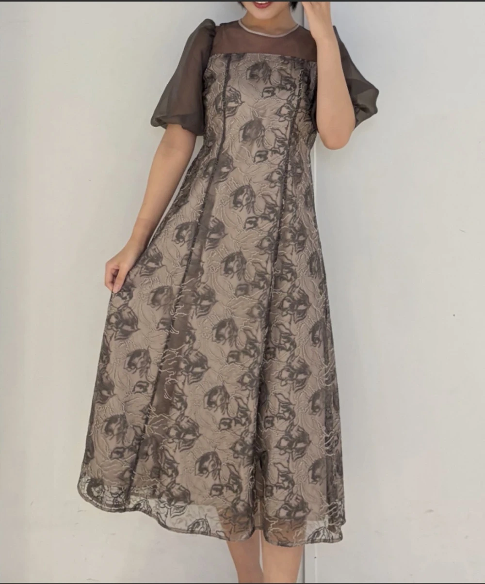👗ニュアンスフラワーレースドレス👗