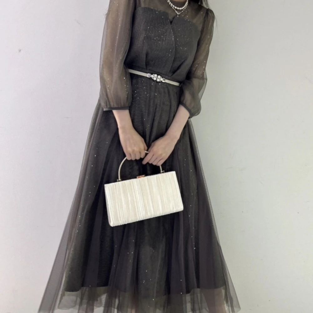 🌟 ビスチェ風トップス ラメチュールワンピースドレス 💐