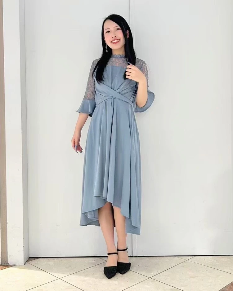 💝レース切り替えクロスベルトドレス💝