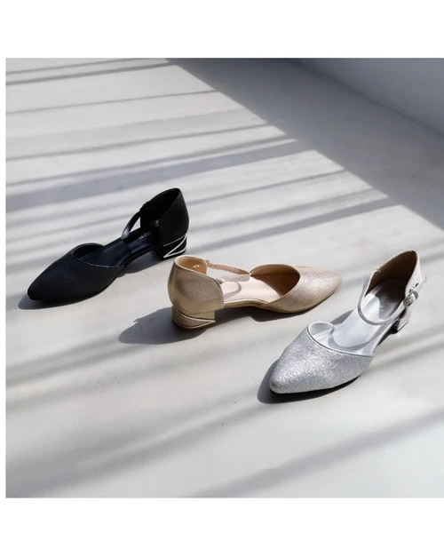 👠ローブロックヒールラメグリッターパンプス👠