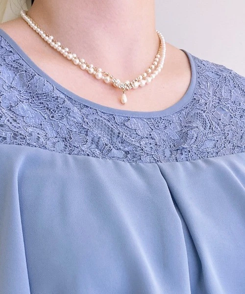 💧2連パール×涙ネックレス💧