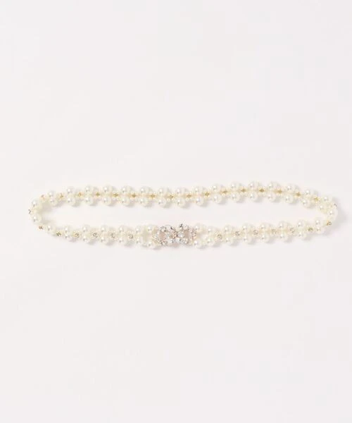 💞ビジューバックルパールゴムベルト💞