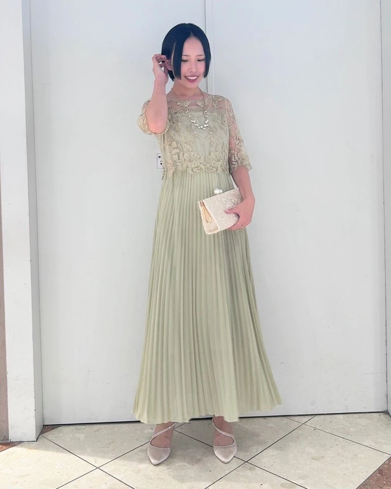 👑オリジナル柄レース×プリーツワンピース👑