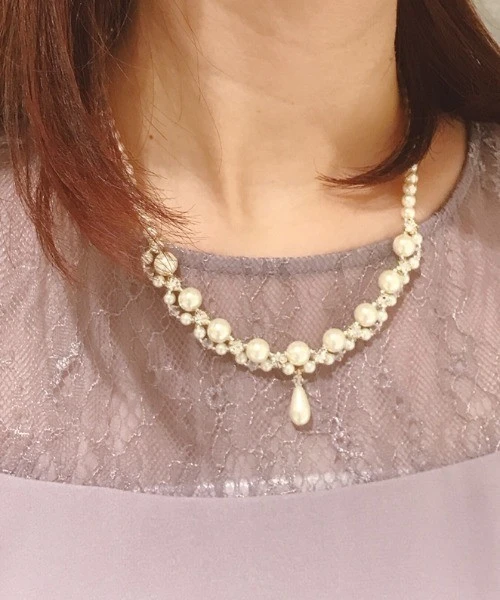 💧涙パール×ビジューネックレス💧