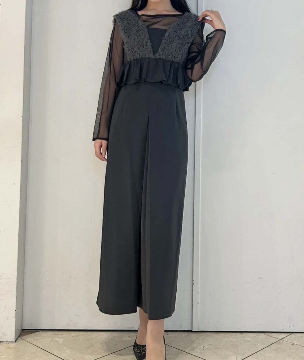👗チュールフリルペプラムドレス👗
