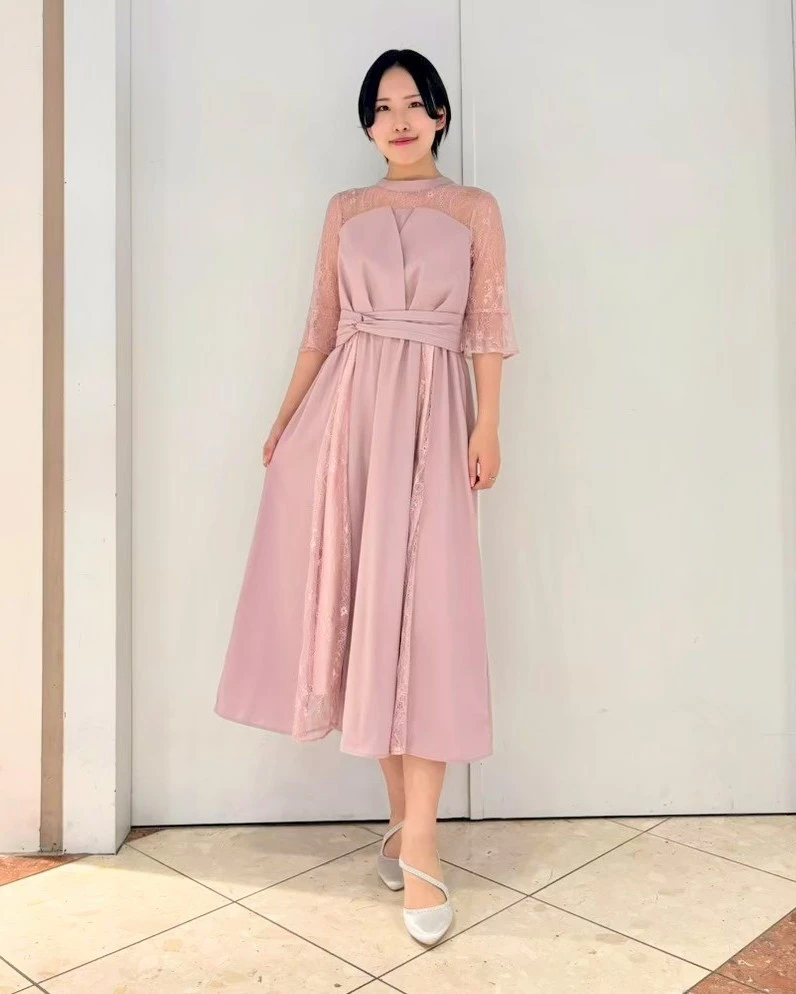 💖ビスチェ風レース切替ドレス💖