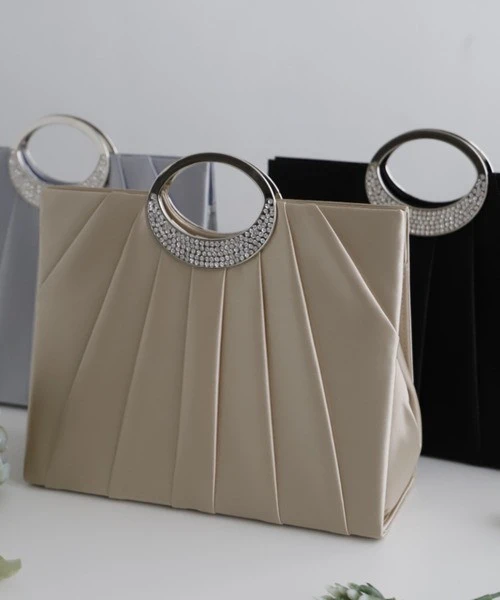 👜ビジューハンドルプリーツバッグ👜